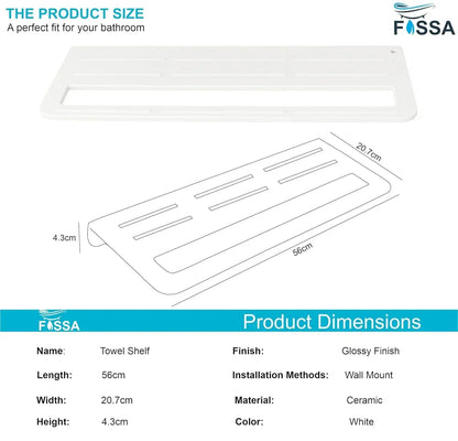 Ceramic Wall Mounted Towel Shelf White Quartz (RW-127)